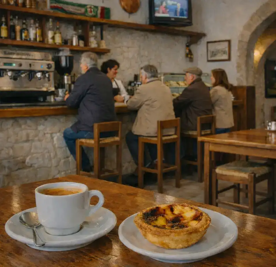 Interior acolhedor do Café PertoDaqui com clientes